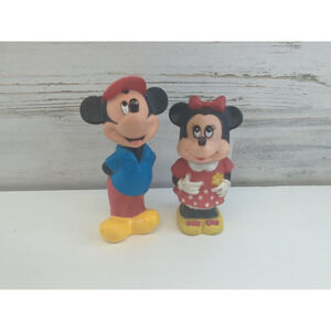 Vintage Micky Mouse Bath Toy And Minnie Mouse Bubble Container 1986